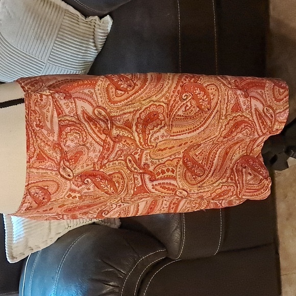 Silk Pretty in Pink & Orange Paisley Silk  Skirt with Sequins Size 14 - Picture 4 of 10